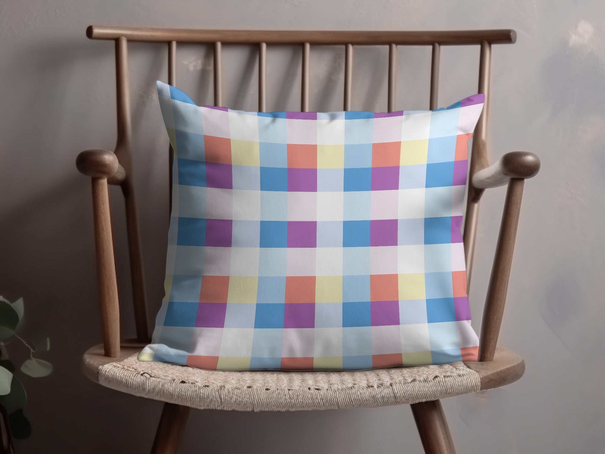 Colorful Plaid Pattern Decorative Throw Pillow