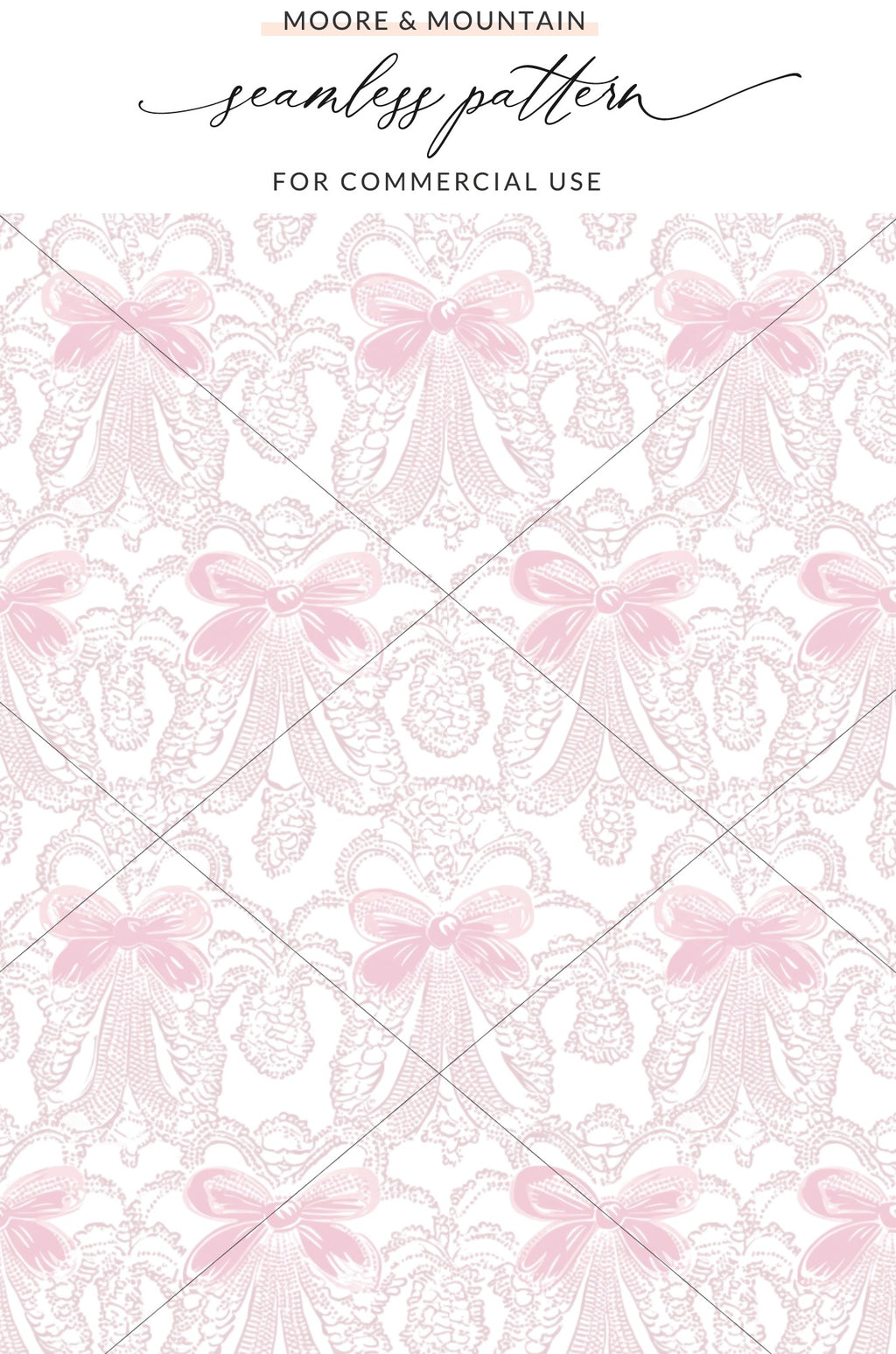 Elegant Pink Bow Lace Seamless Pattern for Commercial Use