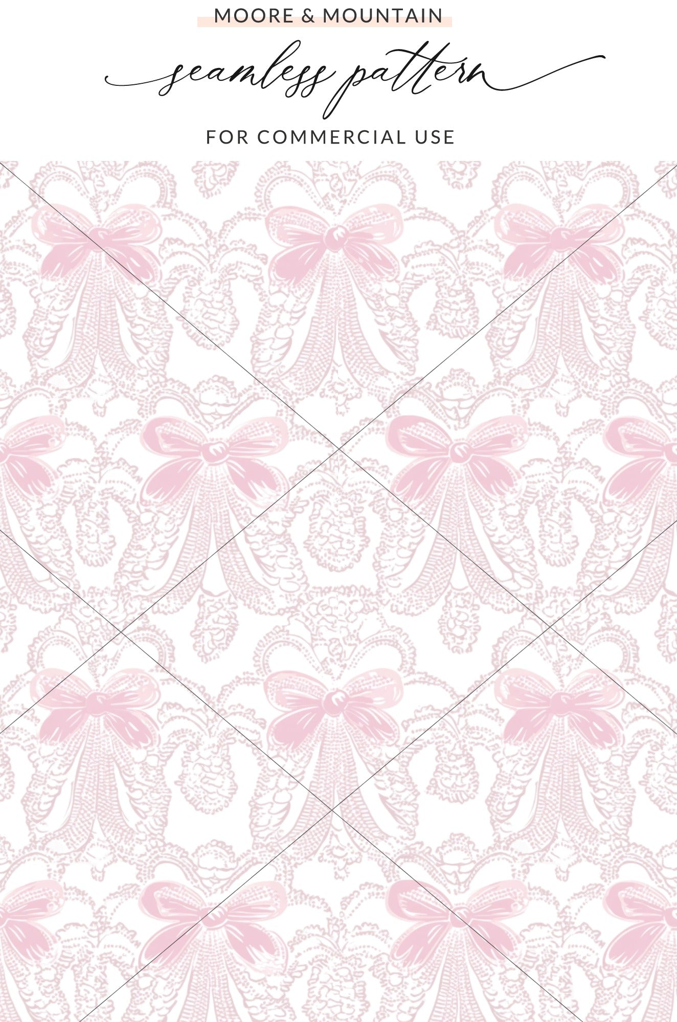 Elegant Pink Bow Lace Seamless Pattern for Commercial Use