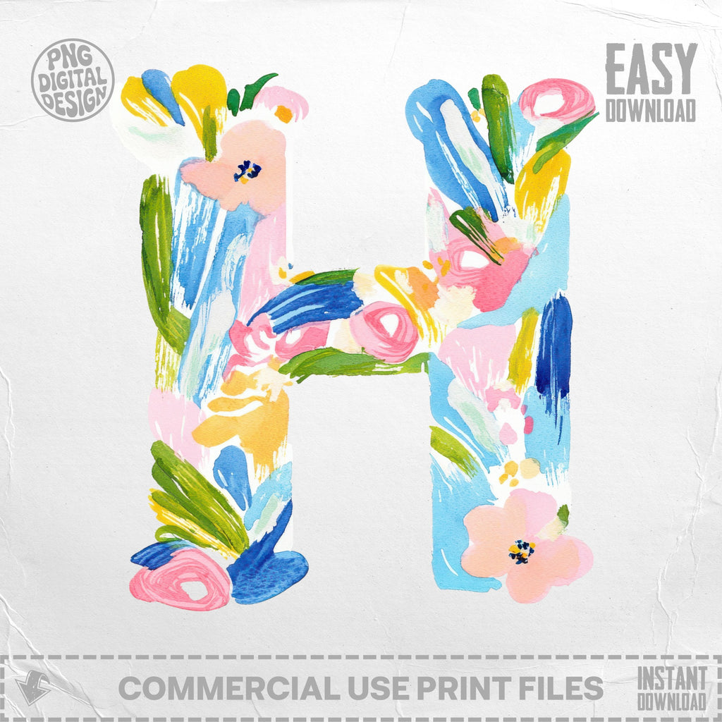 Floral letter H with "Easy Download" text overlay.