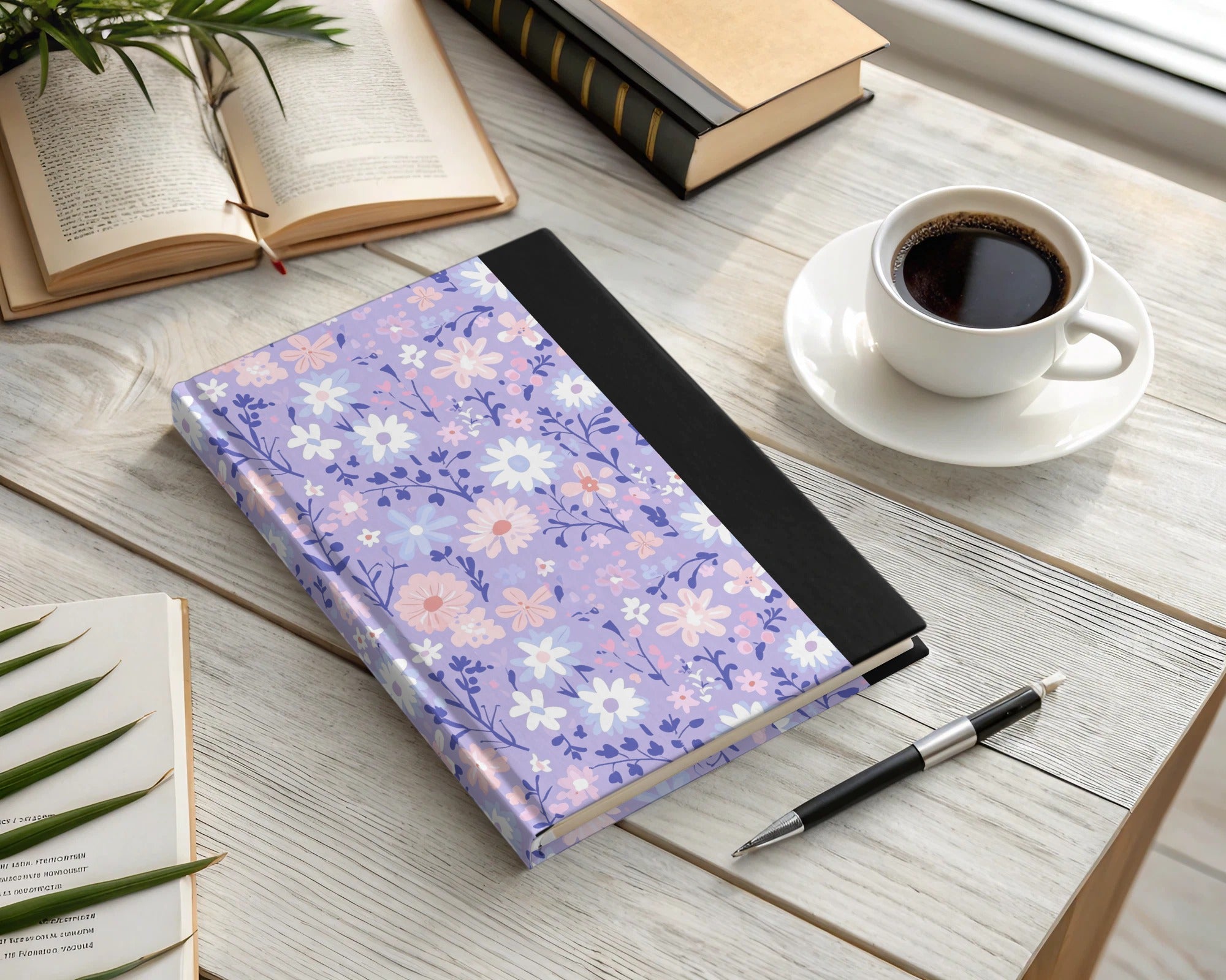 Lavender Floral Pattern Hardcover Notebook Writing Journal product type