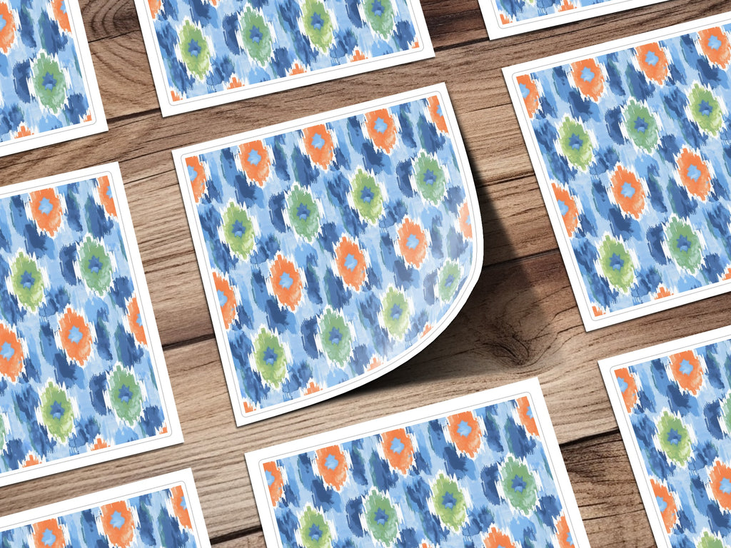 Vibrant Abstract Floral Pattern Square Sticker Set