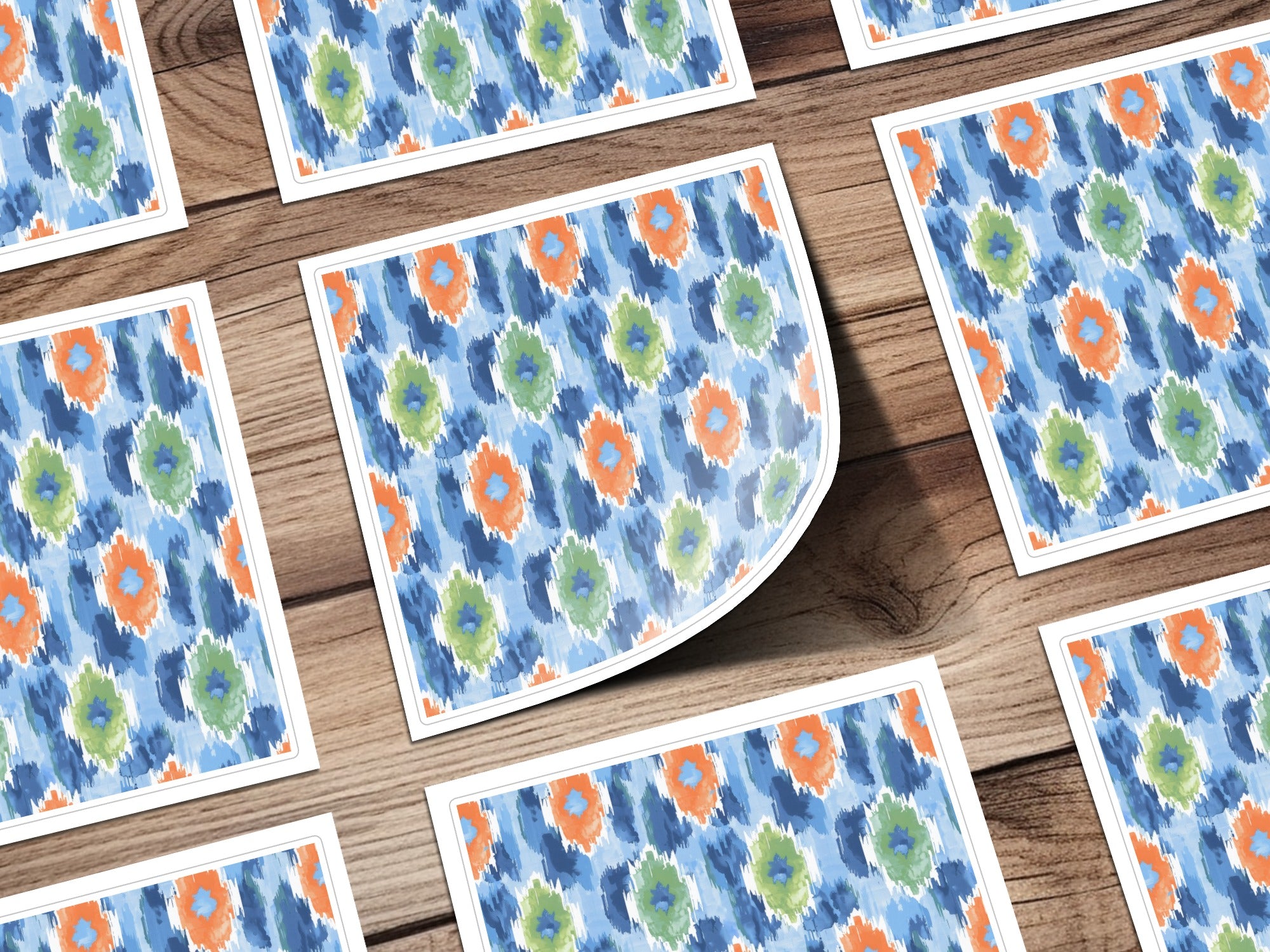 Vibrant Abstract Floral Pattern Square Sticker Set