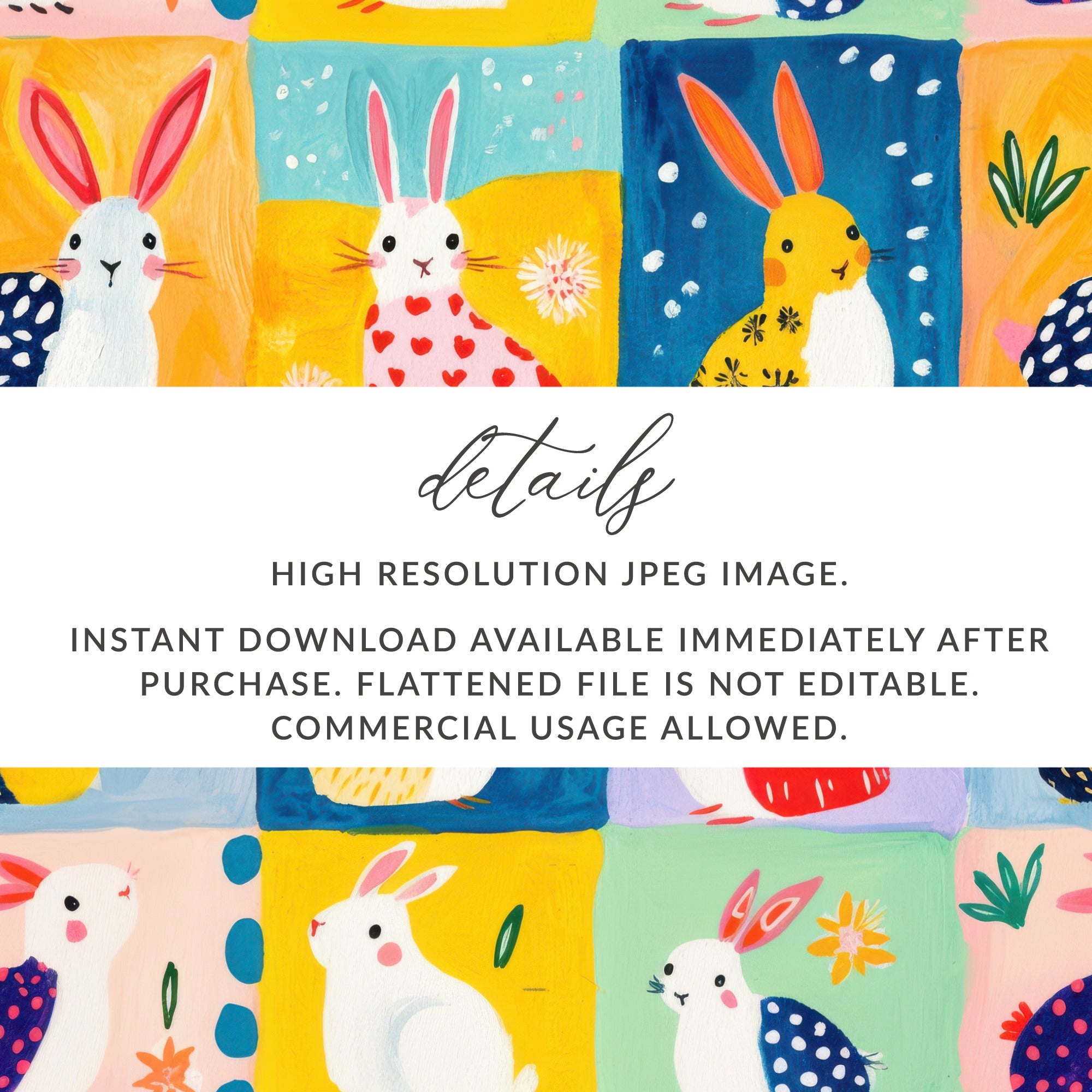 Colorful Bunny Illustrations High Resolution JPEG Image