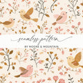 Cute Bird and Floral Seamless Pattern Design