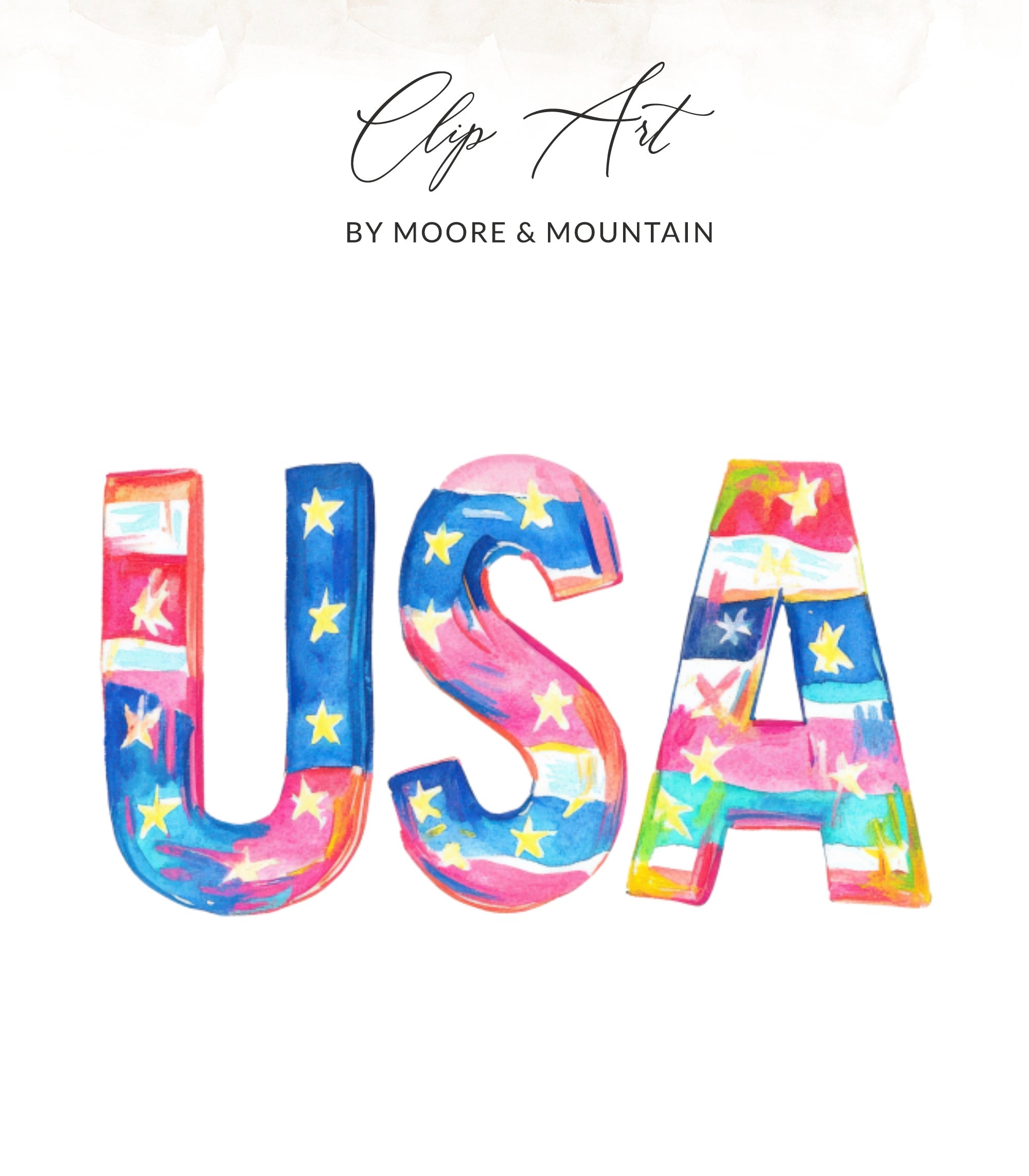 USA text with American flag pattern.