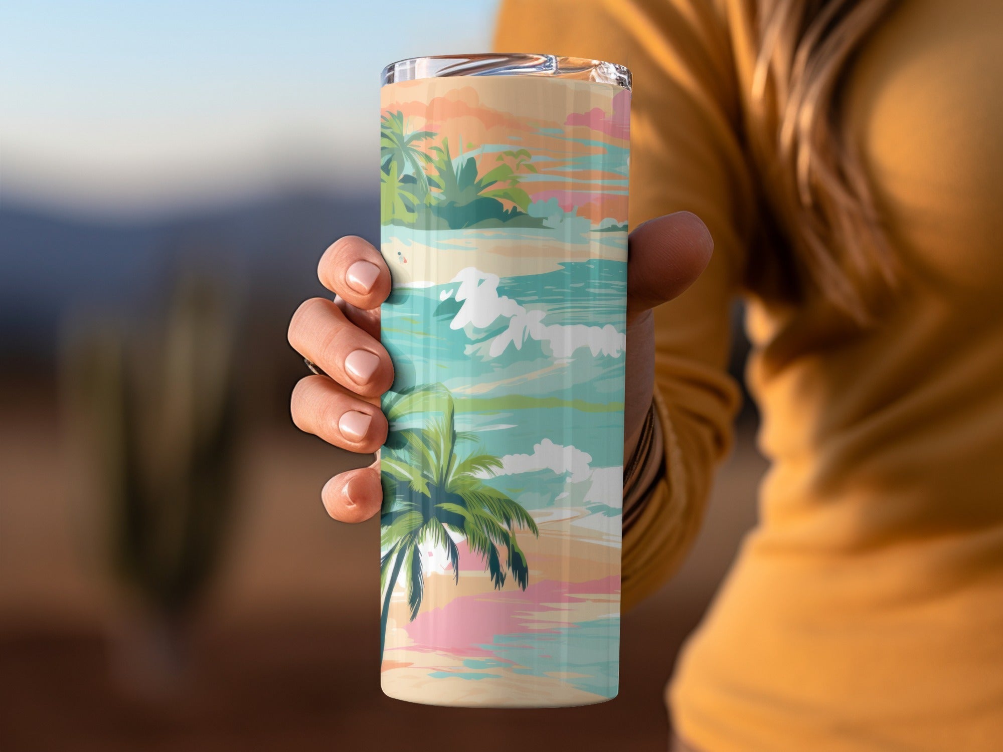 Beachy Seamless Pattern, Digital Tropical Summer Illustration, Summer Vibes Graphic, Beach, Palm Trees, Surfing, Digital Paper, Fabric Design - Moore and Mountain