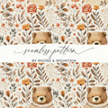 Bear Floral Pattern, Seamless Digital Paper, Fall Digital Download, JPEG Files, Watercolor Style, Cute Bear Print, Repeat Pattern, 12x12 - Moore and Mountain