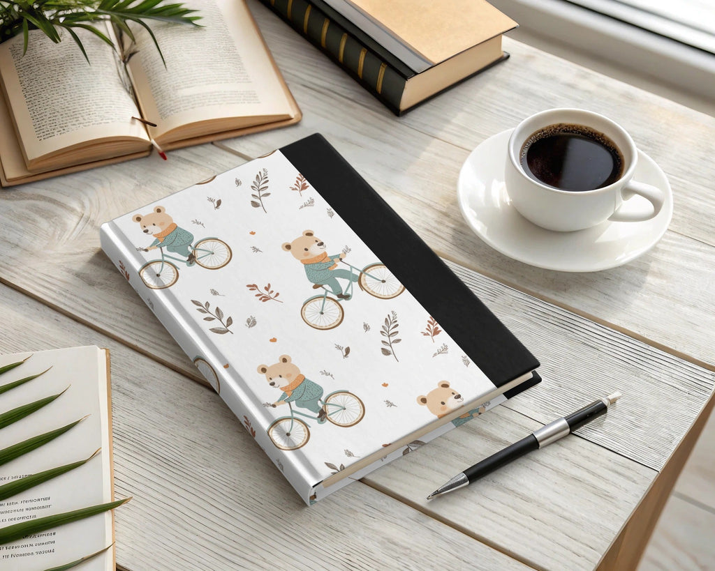 Bear on Bicycle Seamless Pattern, Cute Animal Digital Paper, Fall Autumn Kids Fabric Design, Digital Files for Commercial Use - Moore and Mountain