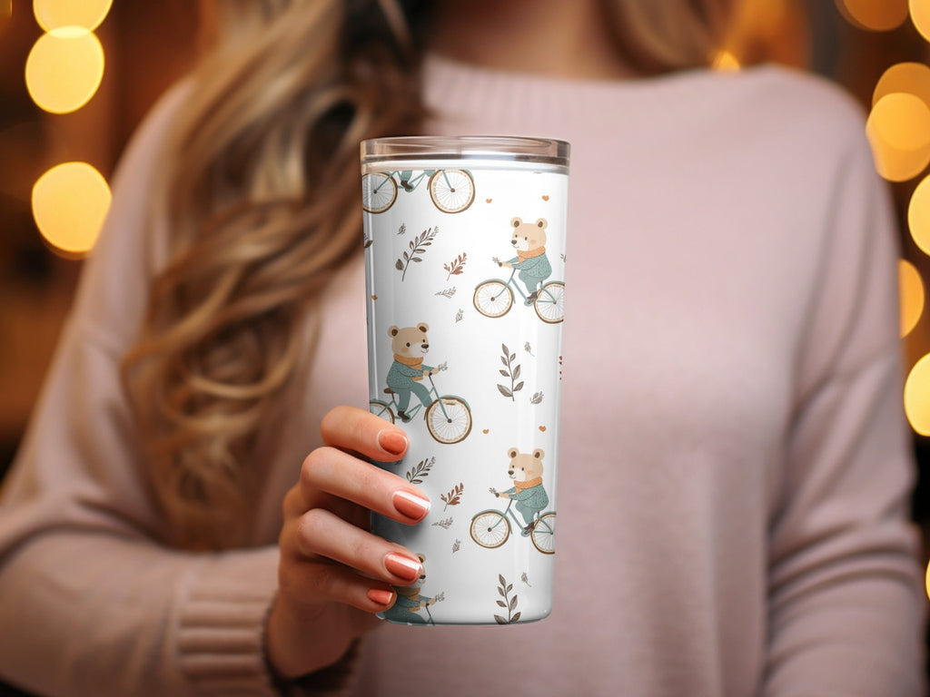 Bear on Bicycle Seamless Pattern, Cute Animal Digital Paper, Fall Autumn Kids Fabric Design, Digital Files for Commercial Use - Moore and Mountain