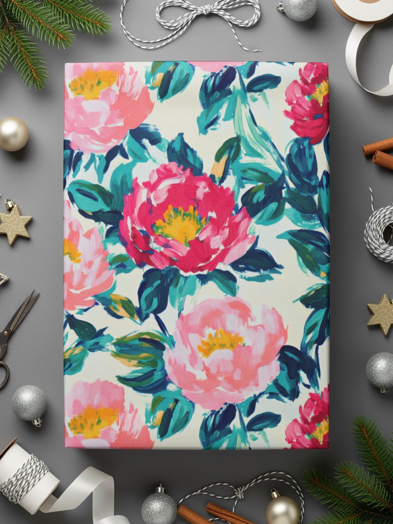 Beautiful Floral Print With Dark Green Leaves Digital - Moore and Mountain