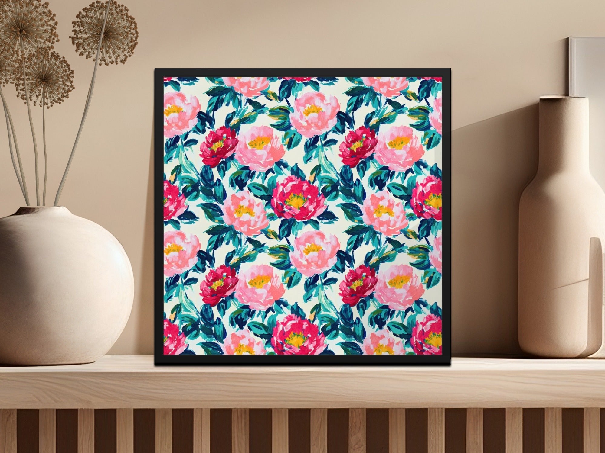 Beautiful Floral Print With Dark Green Leaves Digital - Moore and Mountain