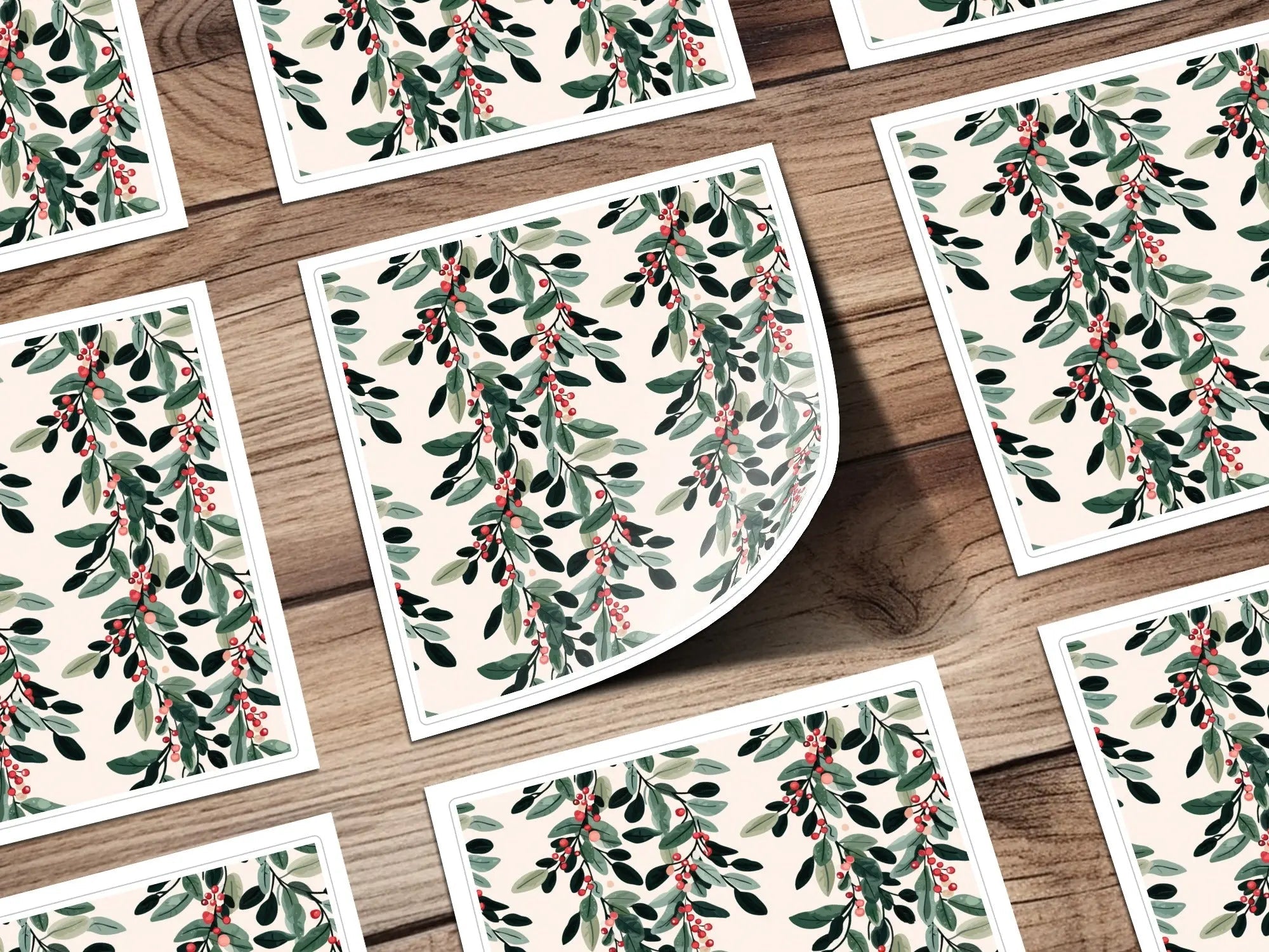 Berries and Leaves Digital Paper, Seamless Botanical Pattern, Watercolor Floral Design, Nature Print, Scrapbook Paper, Fabric Design - Moore and Mountain