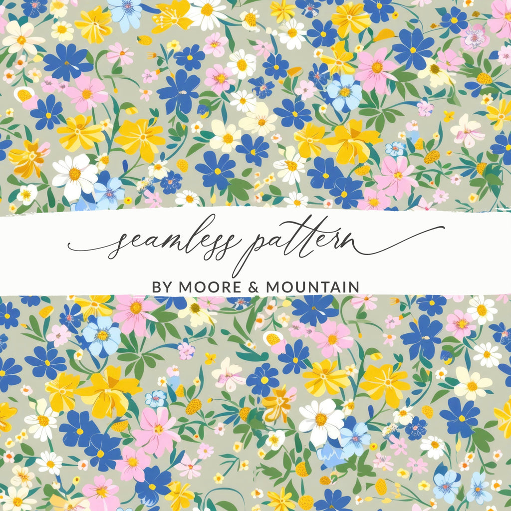 Colorful Floral Seamless Pattern by Moore and Mountain Print