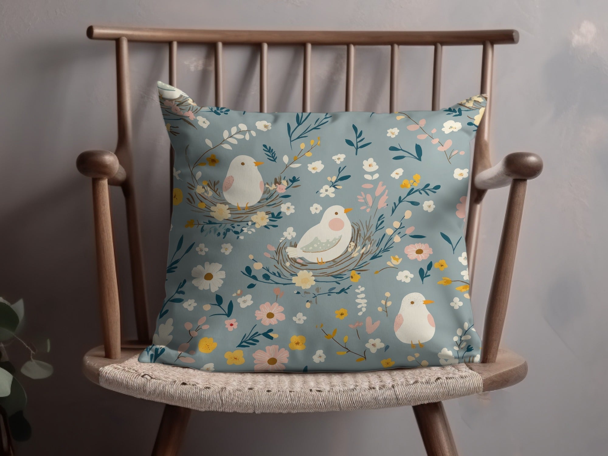 Bird and Blossom Digital Paper, Seamless Pattern File, Floral Nest Print, Nursery Decor Download, Scrapbooking Digital, Spring Pattern - Moore and Mountain