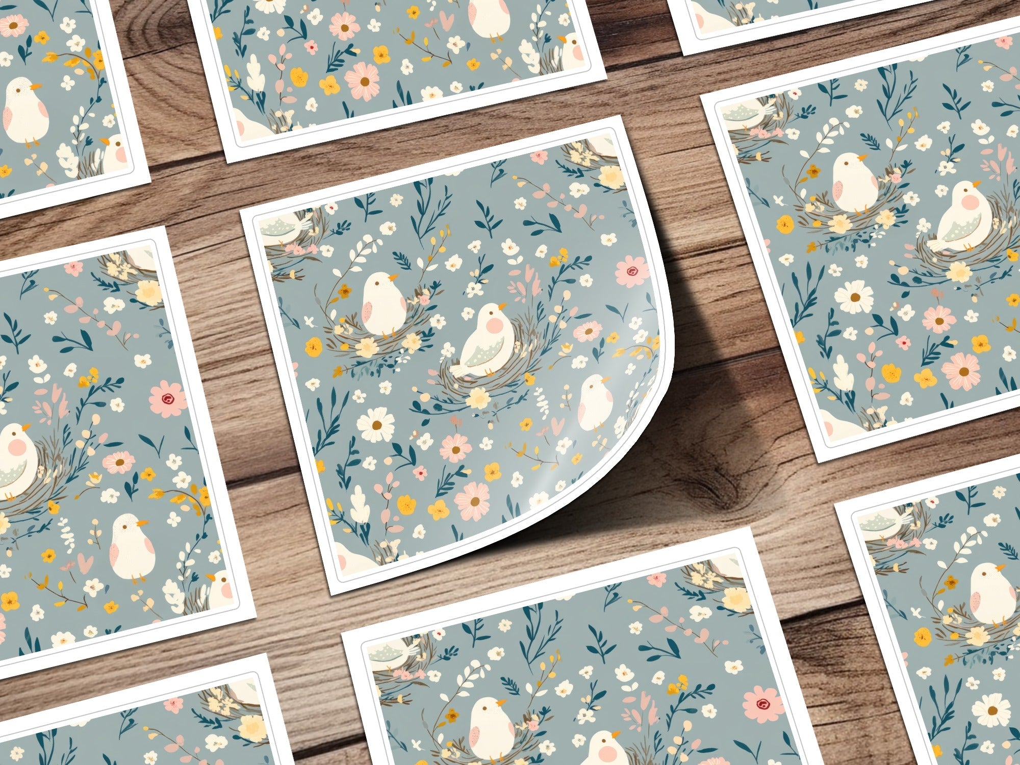 Bird and Blossom Digital Paper, Seamless Pattern File, Floral Nest Print, Nursery Decor Download, Scrapbooking Digital, Spring Pattern - Moore and Mountain