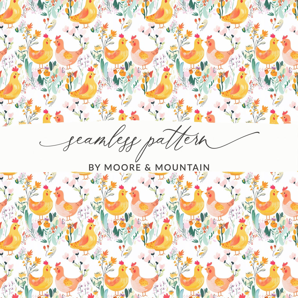 Bird and Floral Digital Seamless Pattern, Pastel Spring Design, 12x12 JPEG, Digital Paper Download, Fabric Design, Print on Demand - Moore and Mountain