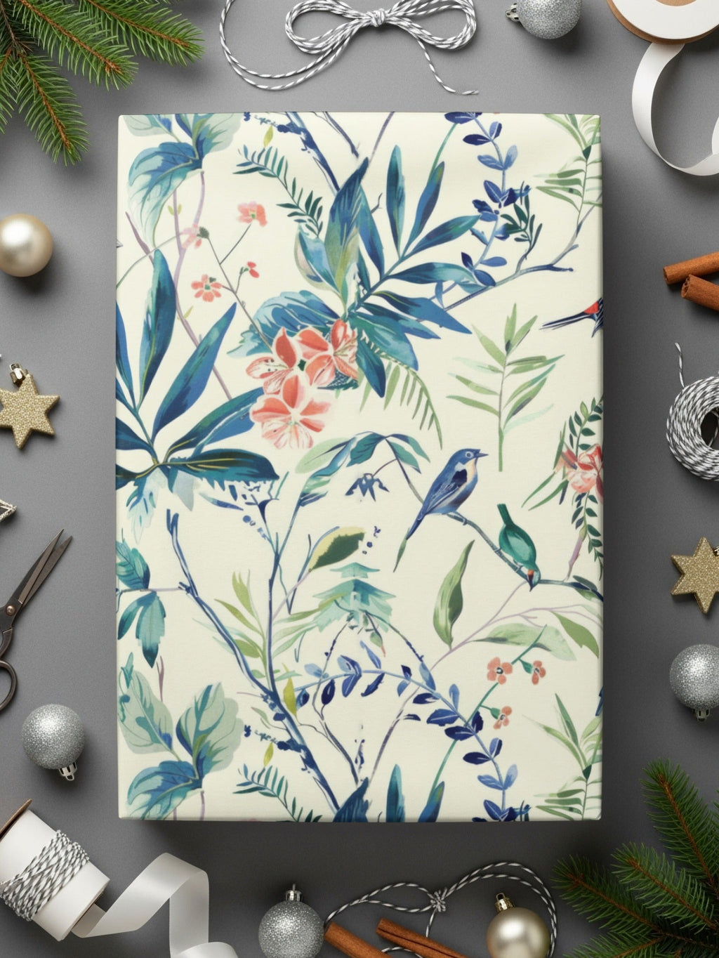 Bird Floral Seamless Pattern Digital Download, Botanical Print, Tropical Flower Design, Fabric Design, Background Texture - Moore and Mountain