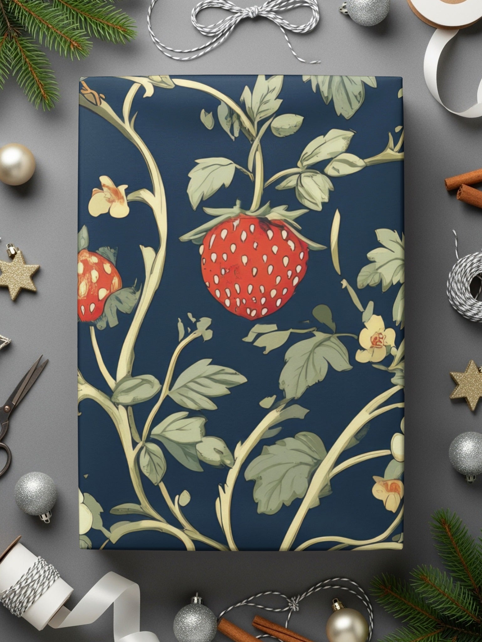 Bird Strawberry Digital Pattern, Seamless Tileable Design, Vintage Inspired Paper, Fabric Print, Floral, JPEG Files - Moore and Mountain