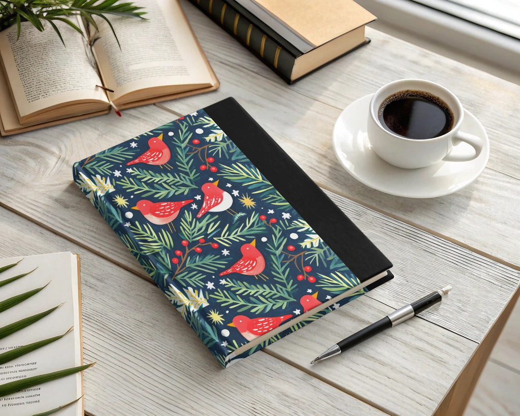 Birds Evergreen Branches With Berries Christmas Night Digital Pattern - Moore and Mountain