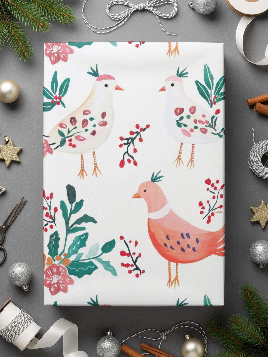 Birds Flowers Repeat Pattern Nature Inspired Design Digital - Moore and Mountain