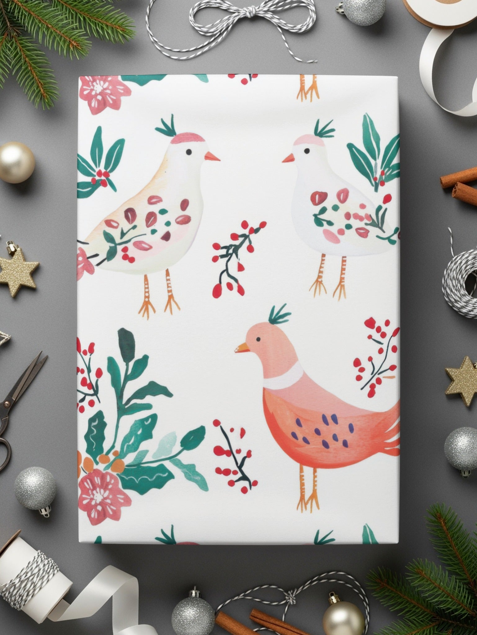 Birds Flowers Repeat Pattern Nature Inspired Design Digital - Moore and Mountain