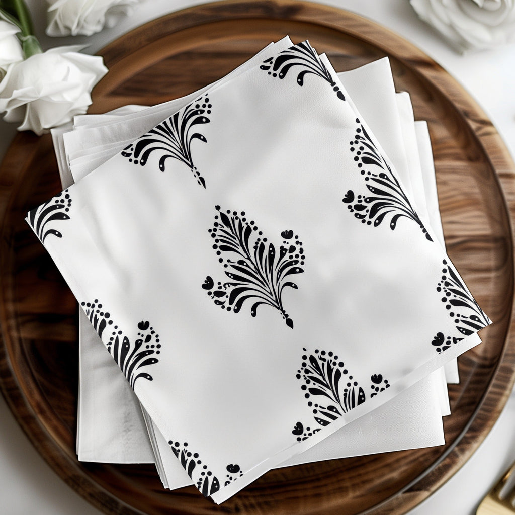 Black and White Abstract Doodle Art, Geometric Art Nouveau Seamless Pattern - Moore and Mountain