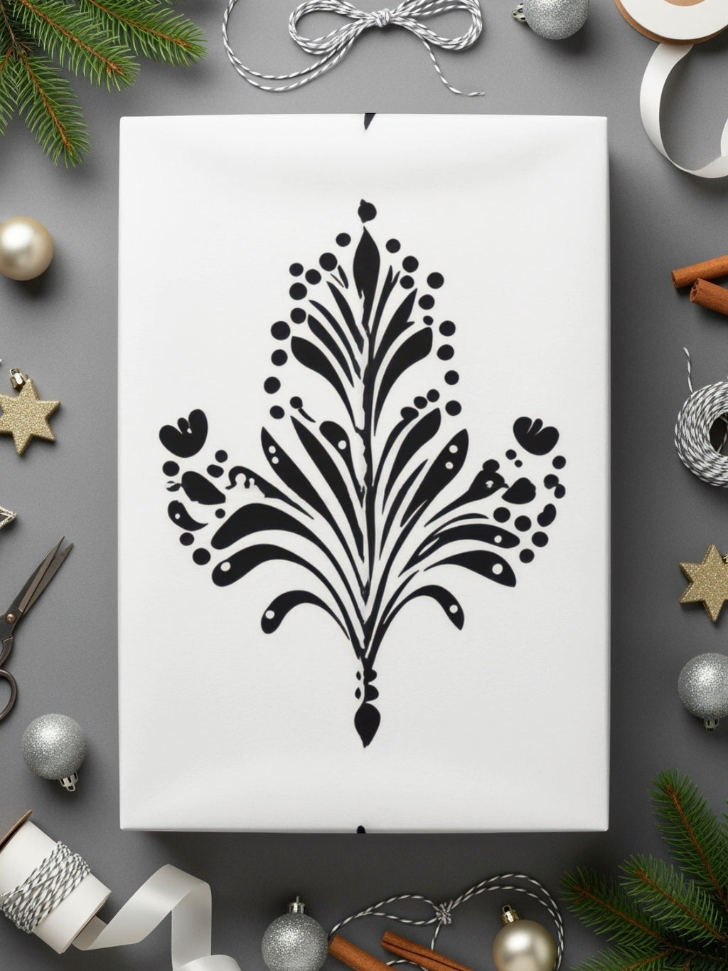 Black and White Abstract Doodle Art, Geometric Art Nouveau Seamless Pattern - Moore and Mountain