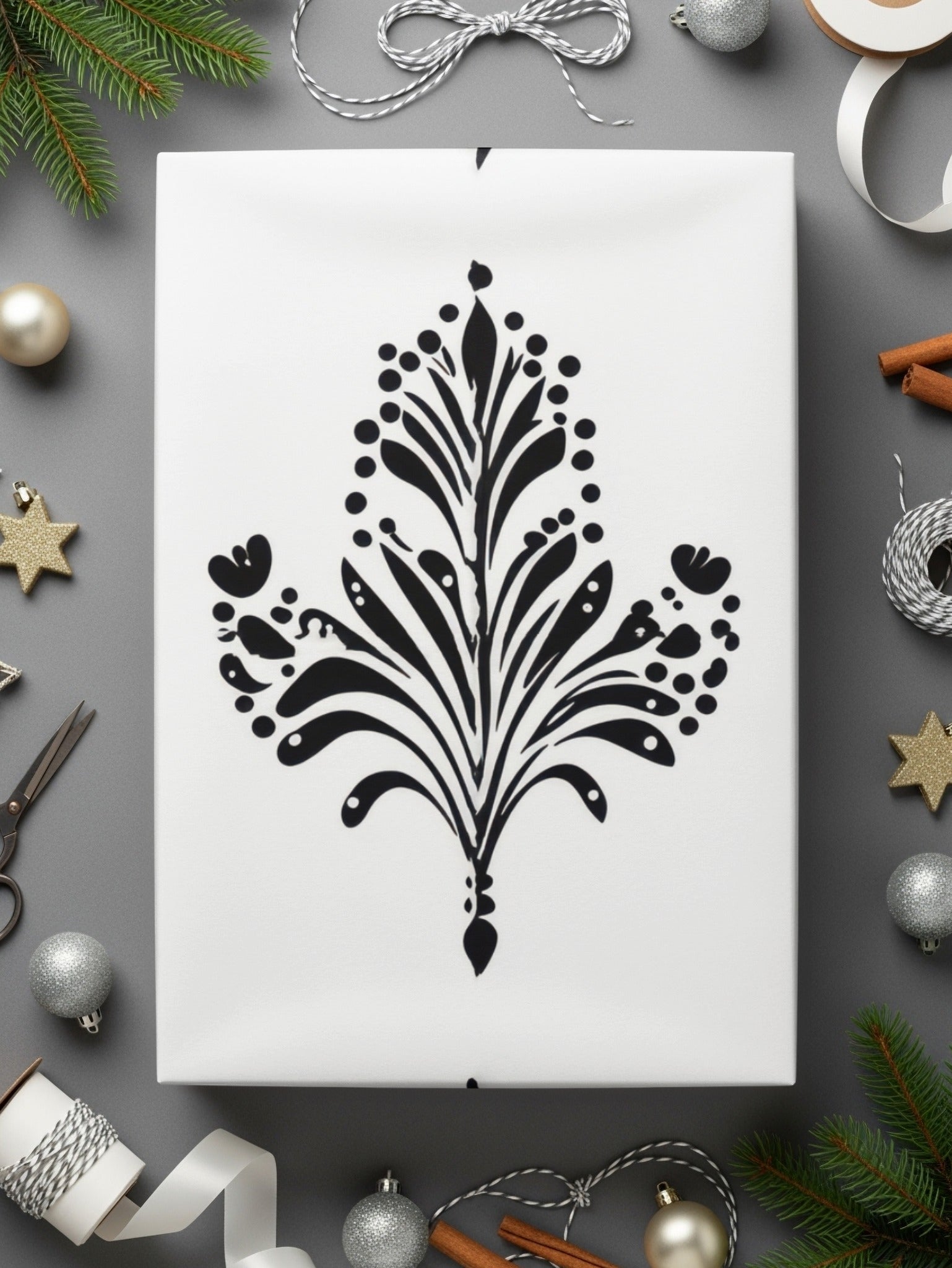 Black and White Abstract Doodle Art, Geometric Art Nouveau Seamless Pattern - Moore and Mountain