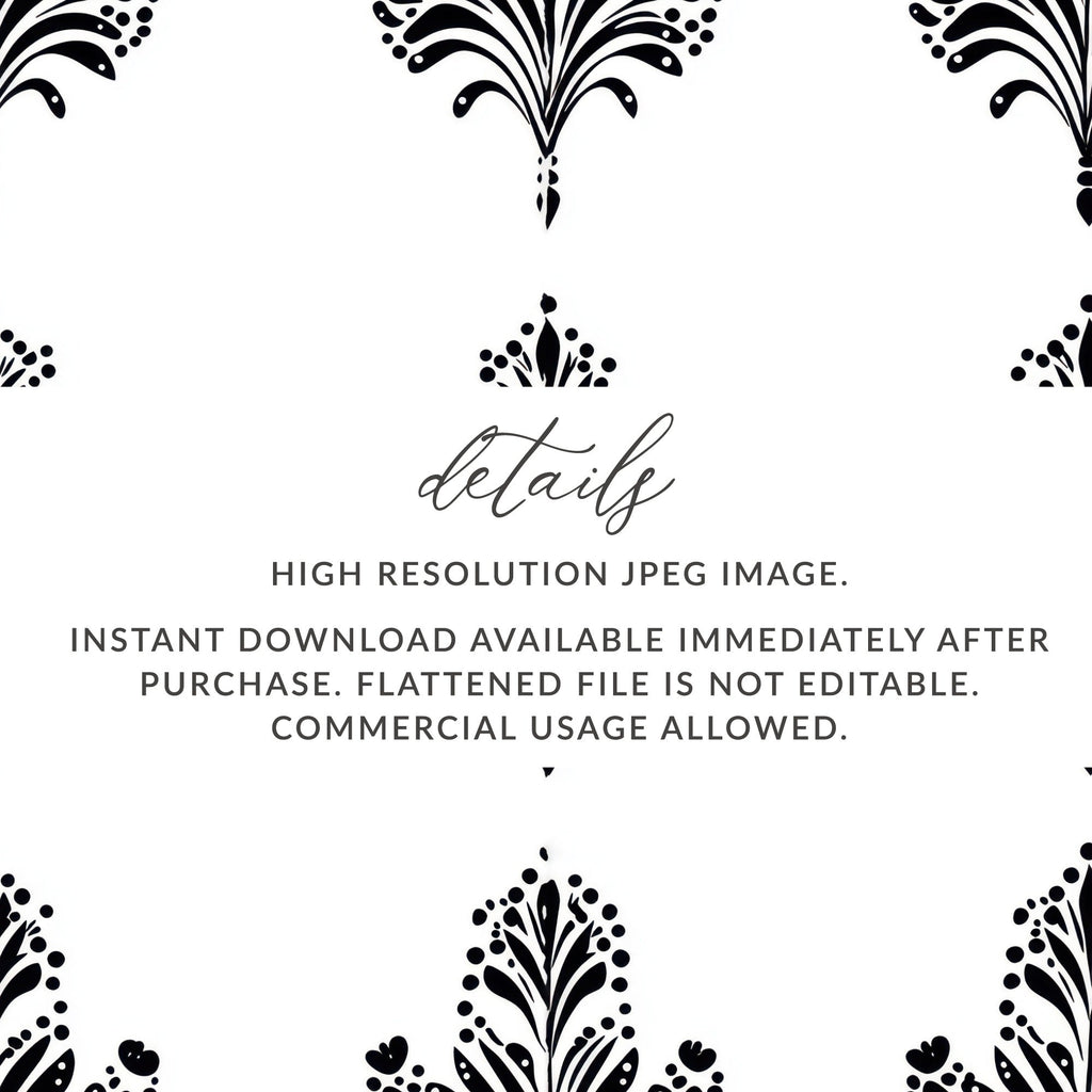 Black and White Abstract Doodle Art, Geometric Art Nouveau Seamless Pattern - Moore and Mountain