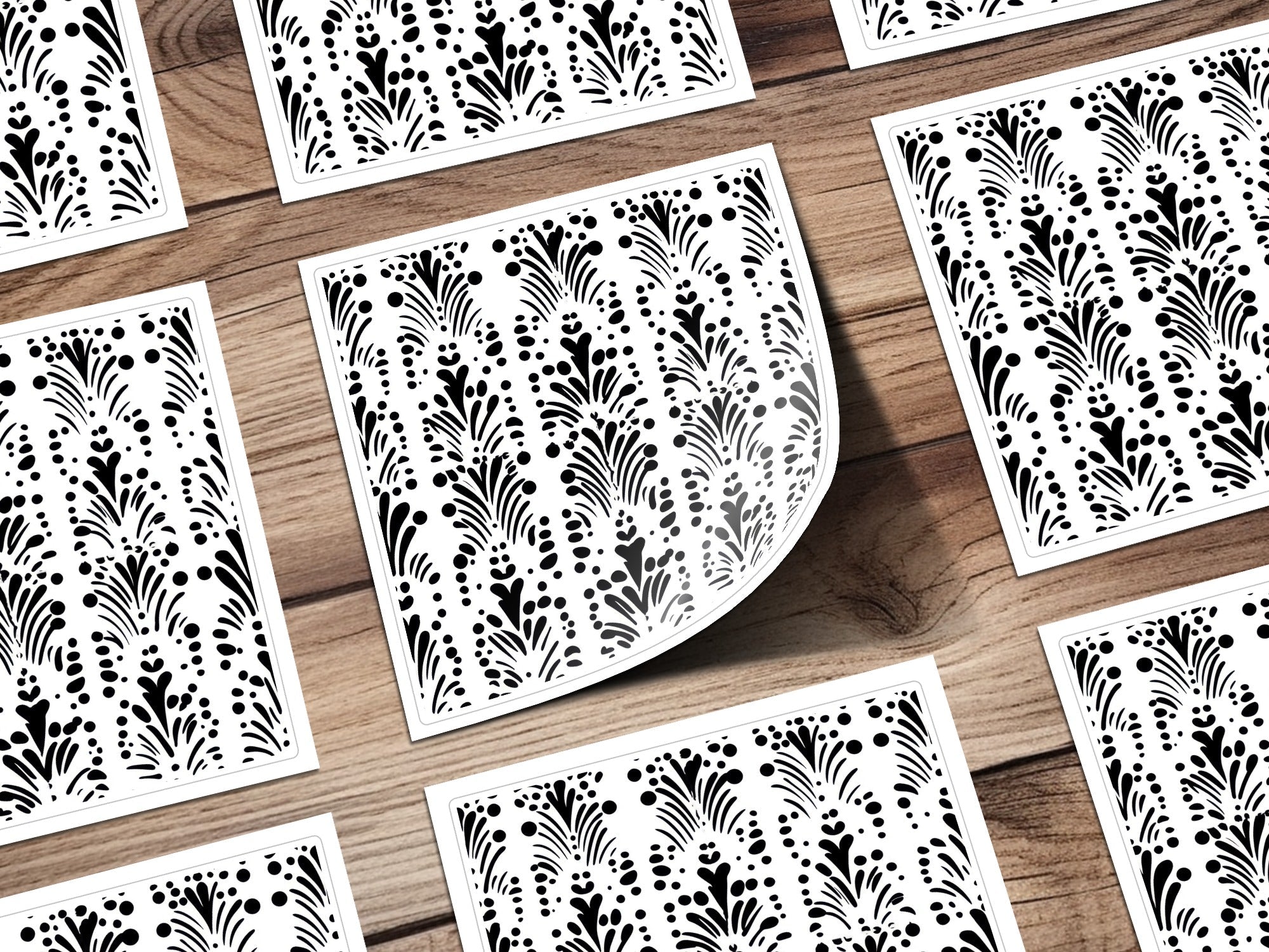 Black and White Abstract Doodle, Art Nouveau Seamless Pattern - Moore and Mountain