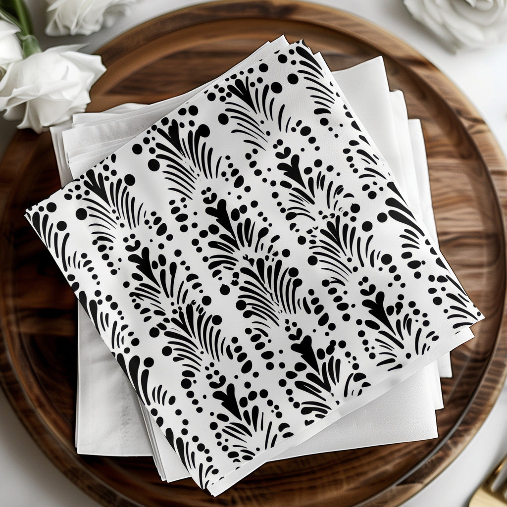 Black and White Abstract Doodle, Art Nouveau Seamless Pattern - Moore and Mountain