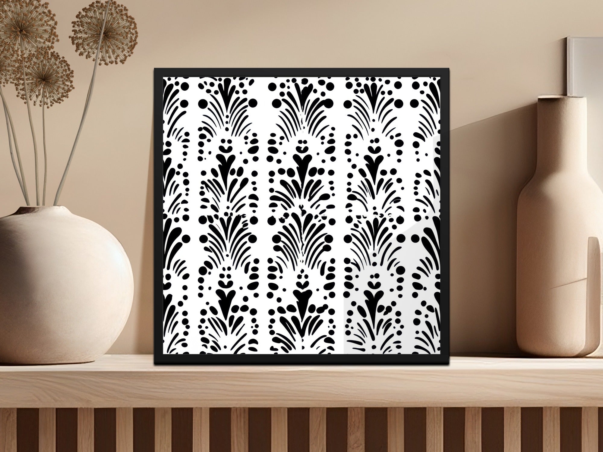 Black and White Abstract Doodle, Art Nouveau Seamless Pattern - Moore and Mountain
