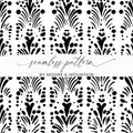 Black and White Abstract Doodle, Art Nouveau Seamless Pattern - Moore and Mountain