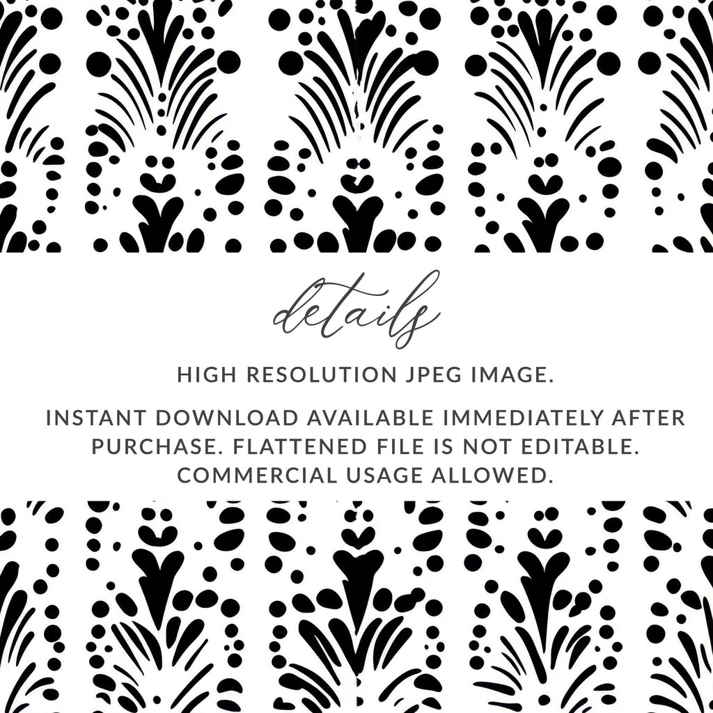 Black and White Abstract Doodle, Art Nouveau Seamless Pattern - Moore and Mountain