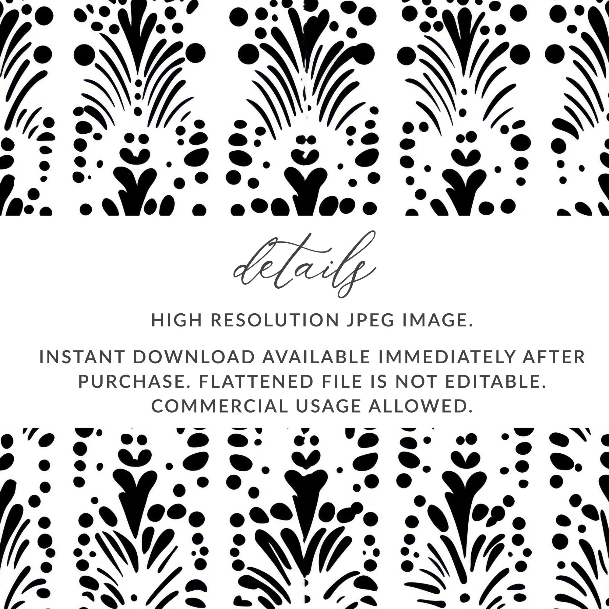 Black and White Abstract Doodle, Art Nouveau Seamless Pattern - Moore and Mountain