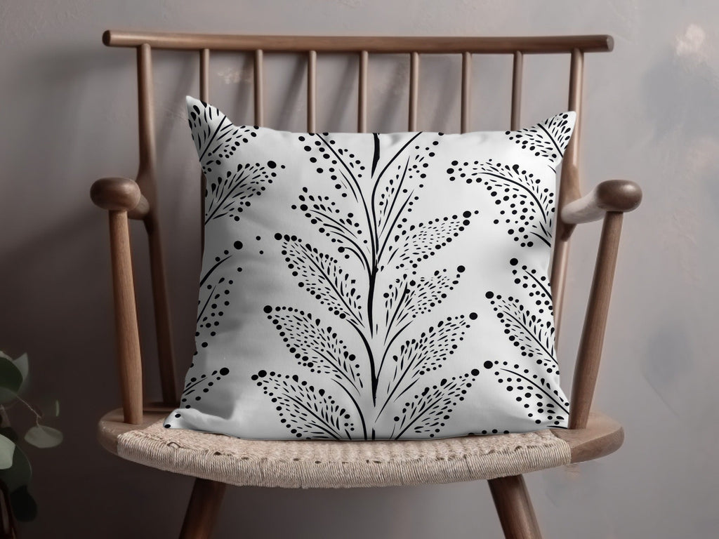 Black and White Abstract Doodle Digital Design, Geometric Pattern, Dotted Leaf Doodle - Moore and Mountain