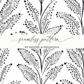 Black and White Abstract Doodle Digital Design, Geometric Pattern, Dotted Leaf Doodle - Moore and Mountain