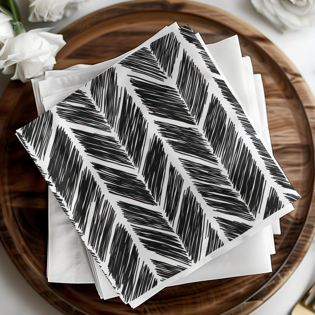 Black and White Abstract Doodle Digital Download, Feather Herringbone - Moore and Mountain