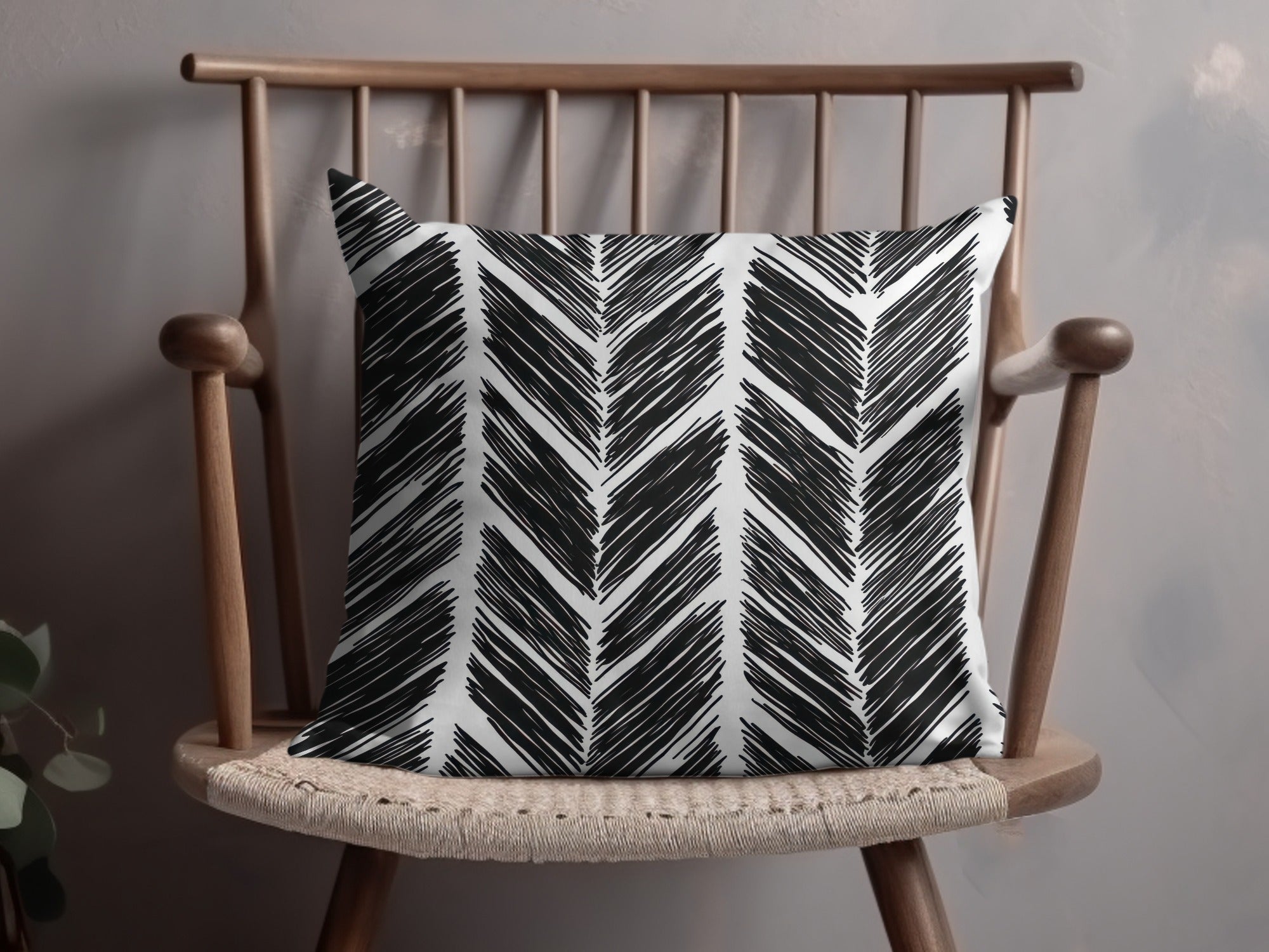 Black and White Abstract Doodle Digital Download, Feather Herringbone - Moore and Mountain