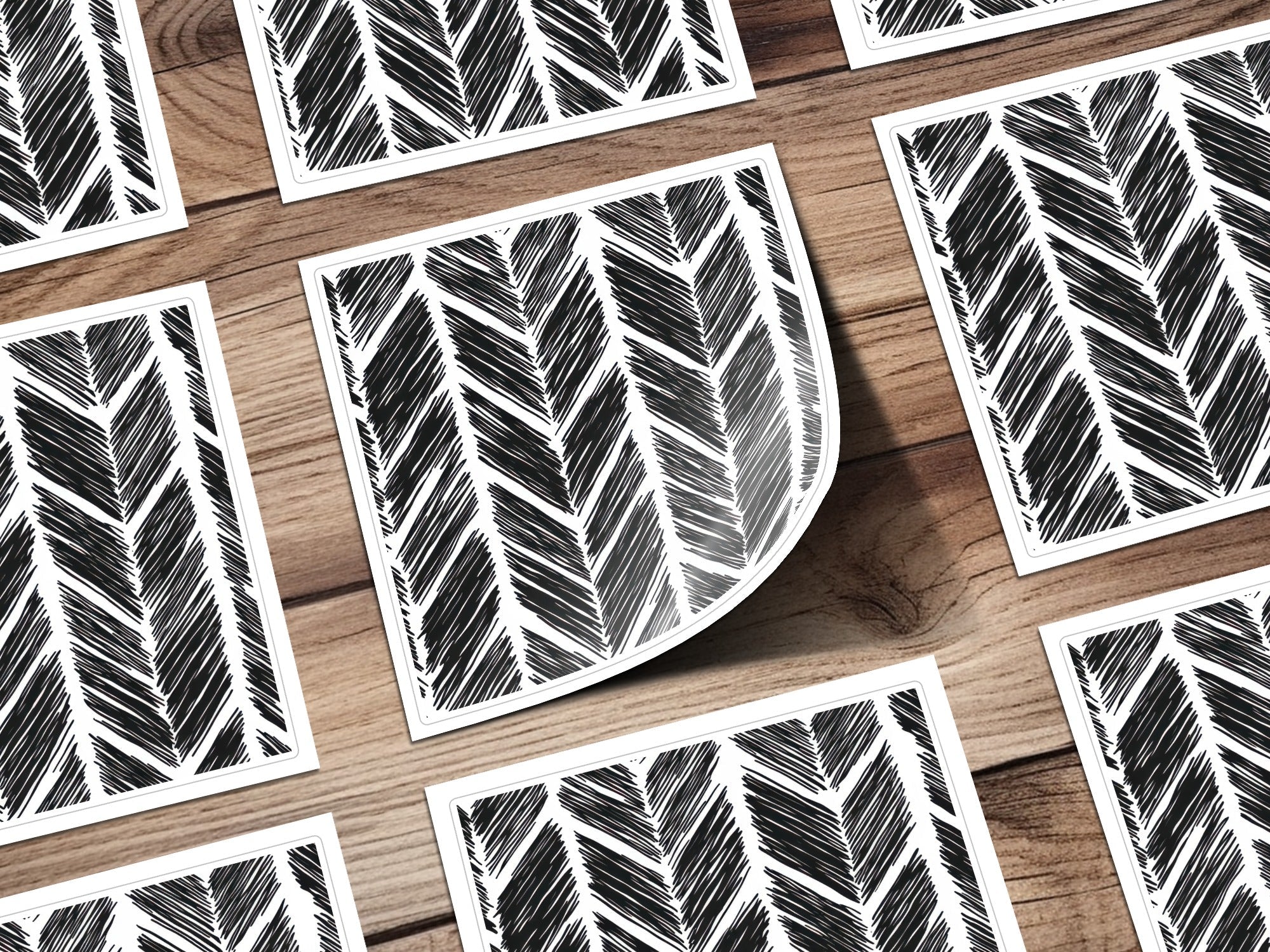 Black and White Abstract Doodle Digital Download, Feather Herringbone - Moore and Mountain