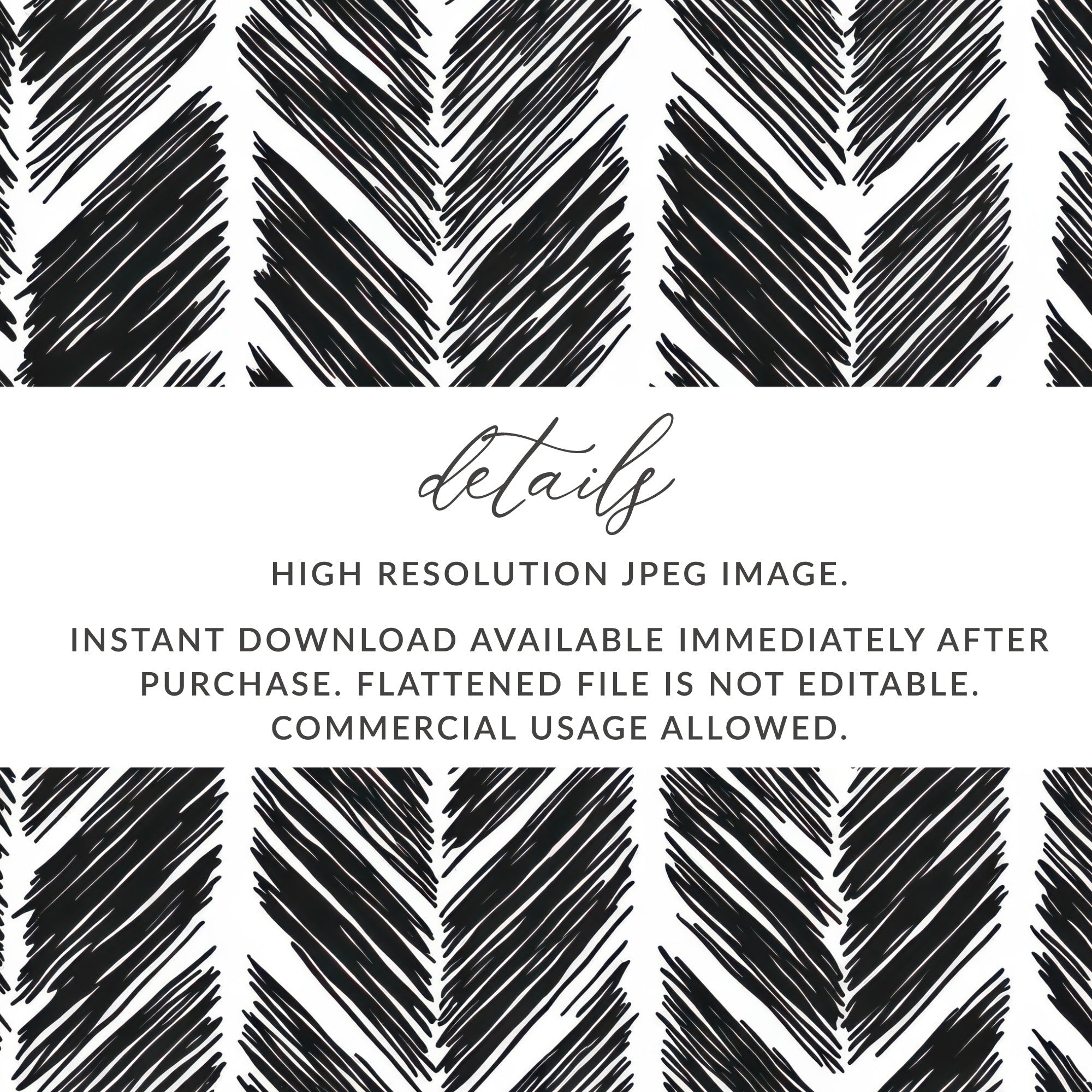 Black and White Abstract Doodle Digital Download, Feather Herringbone - Moore and Mountain