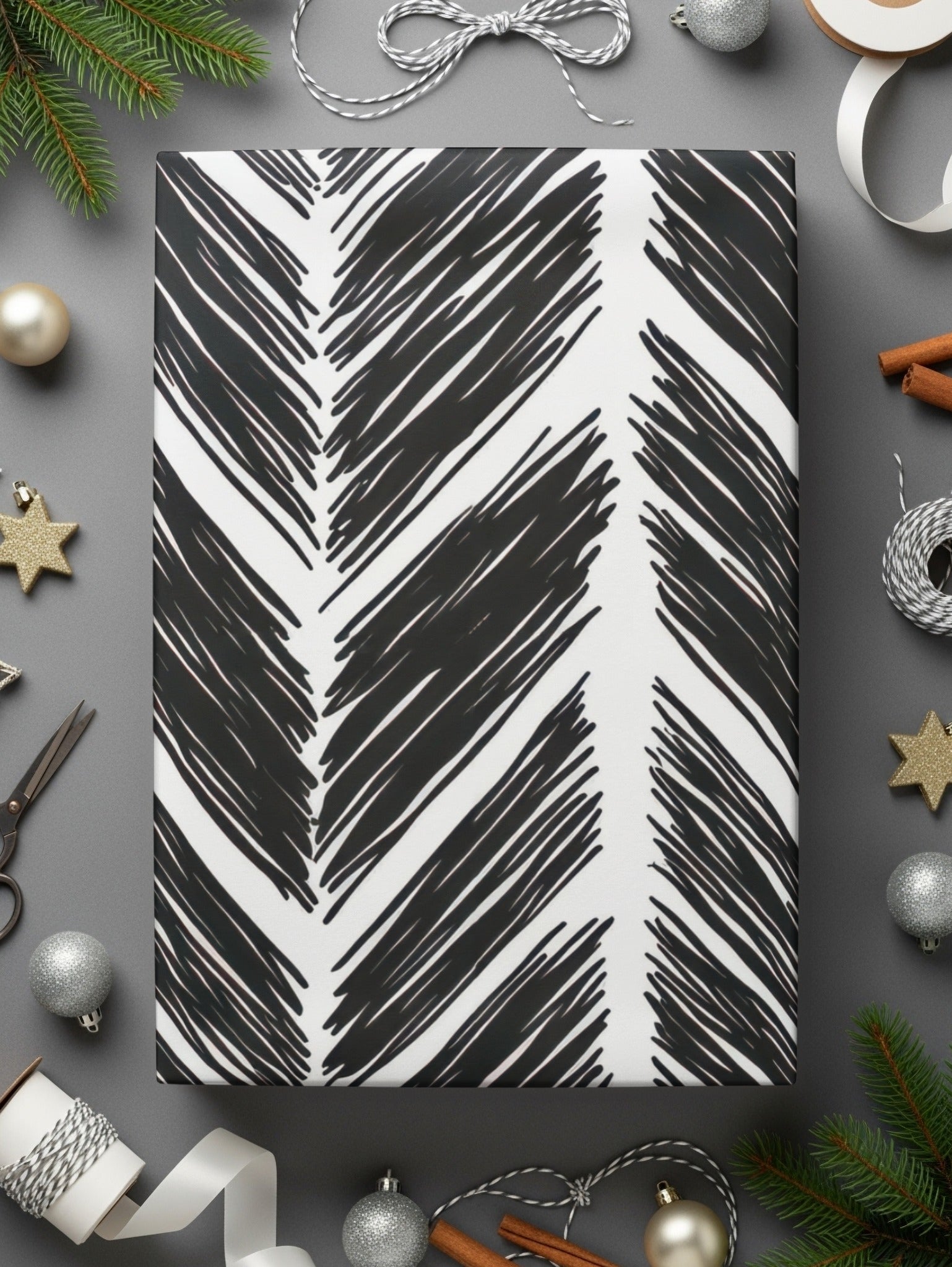 Black and White Abstract Doodle Digital Download, Feather Herringbone - Moore and Mountain