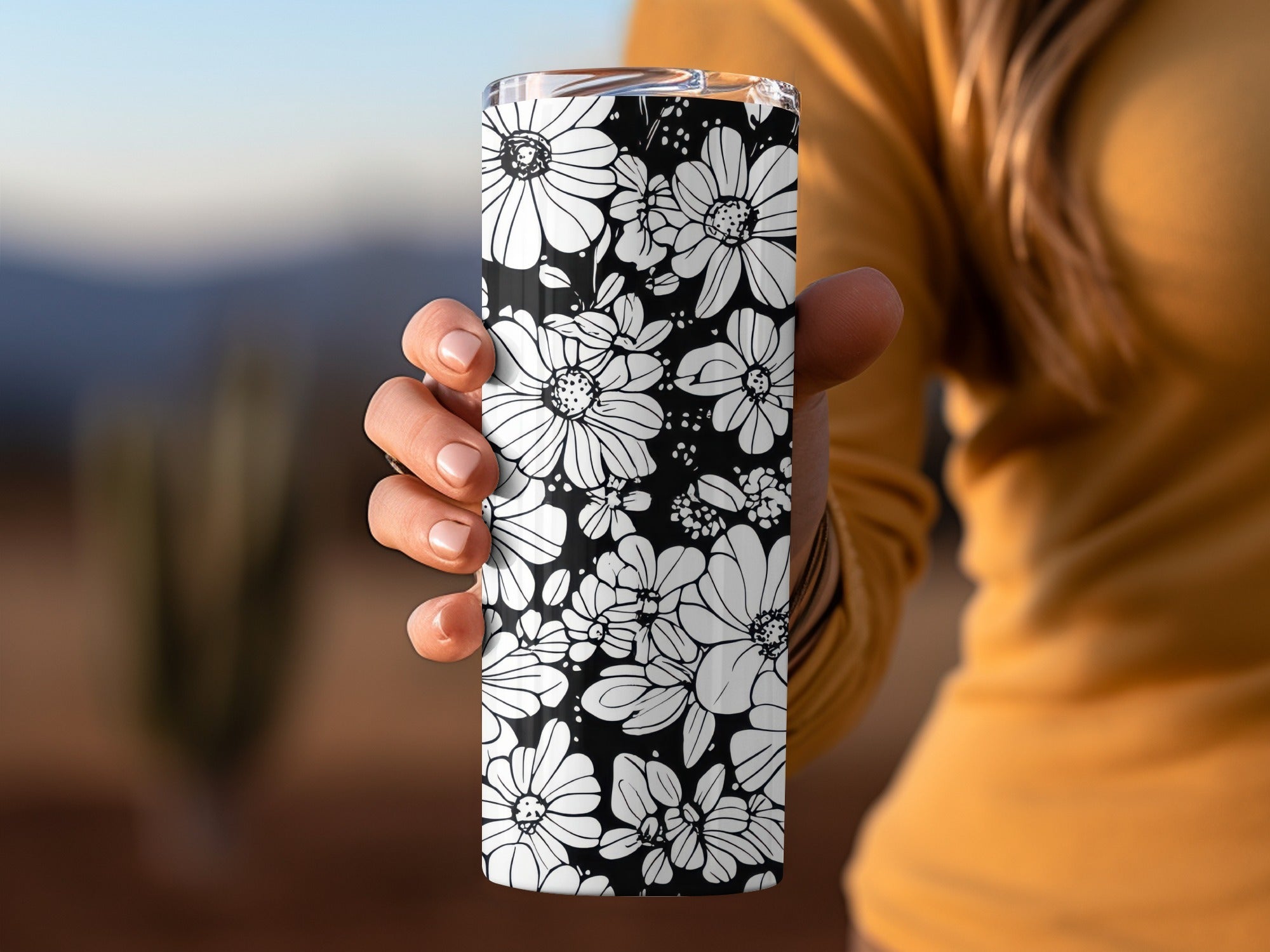 Black and White Abstract Doodle Digital, Groovy Flower Power Seamless Pattern - Moore and Mountain