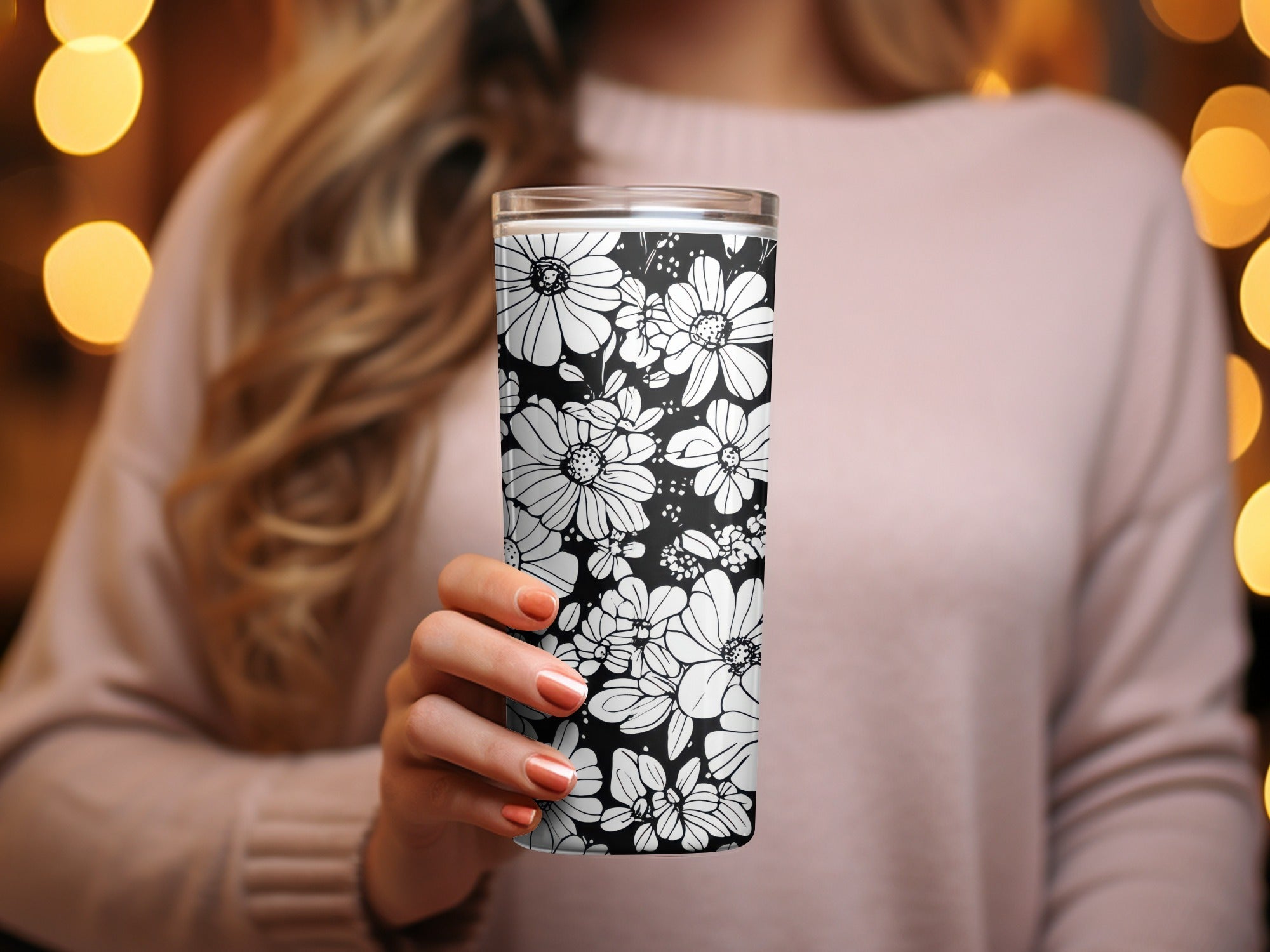 Black and White Abstract Doodle Digital, Groovy Flower Power Seamless Pattern - Moore and Mountain