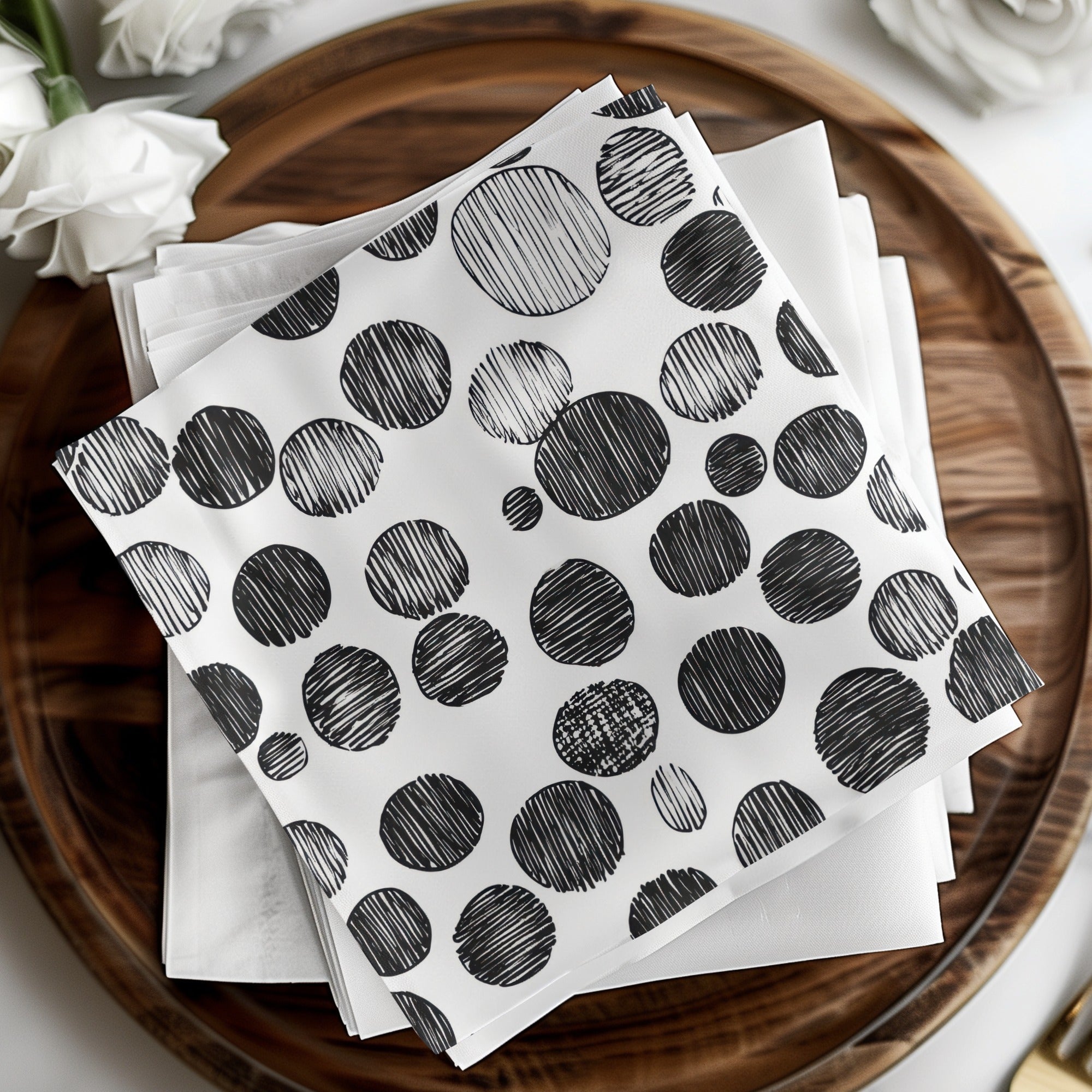 Black and White Abstract Doodle Digital Print, Geometric Circles Pattern Art, Modern Wall Decor, Printable Art, Instant Download - Moore and Mountain