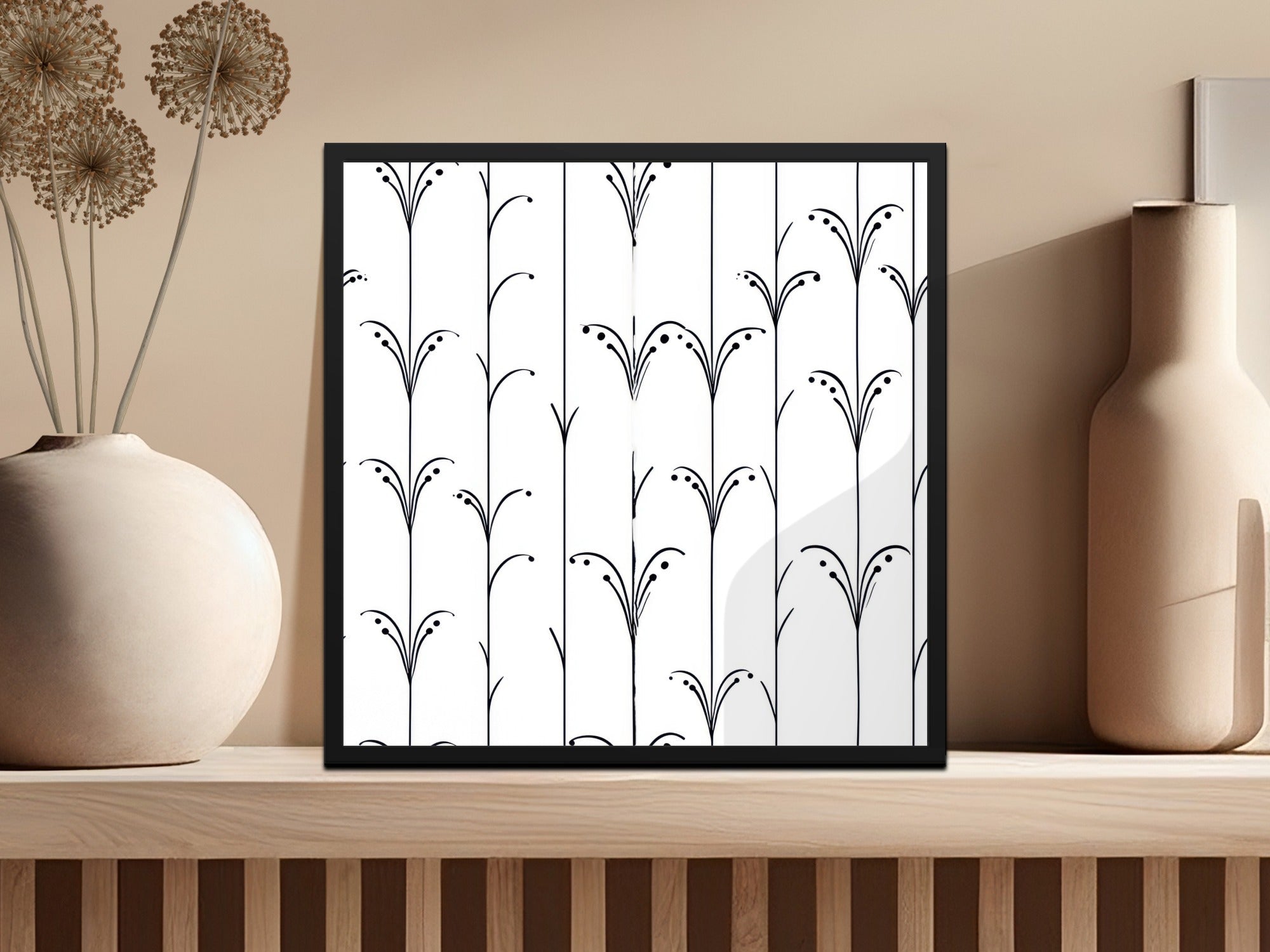 Black and White Abstract Doodle Digital Product, Modern Geometric Art Print, Art Nouveau Seamless Pattern - Moore and Mountain