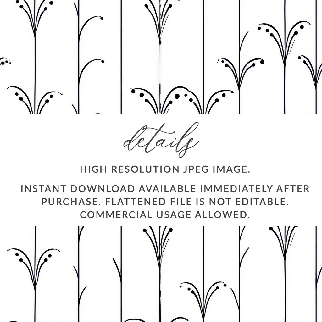 Black and White Abstract Doodle Digital Product, Modern Geometric Art Print, Art Nouveau Seamless Pattern - Moore and Mountain