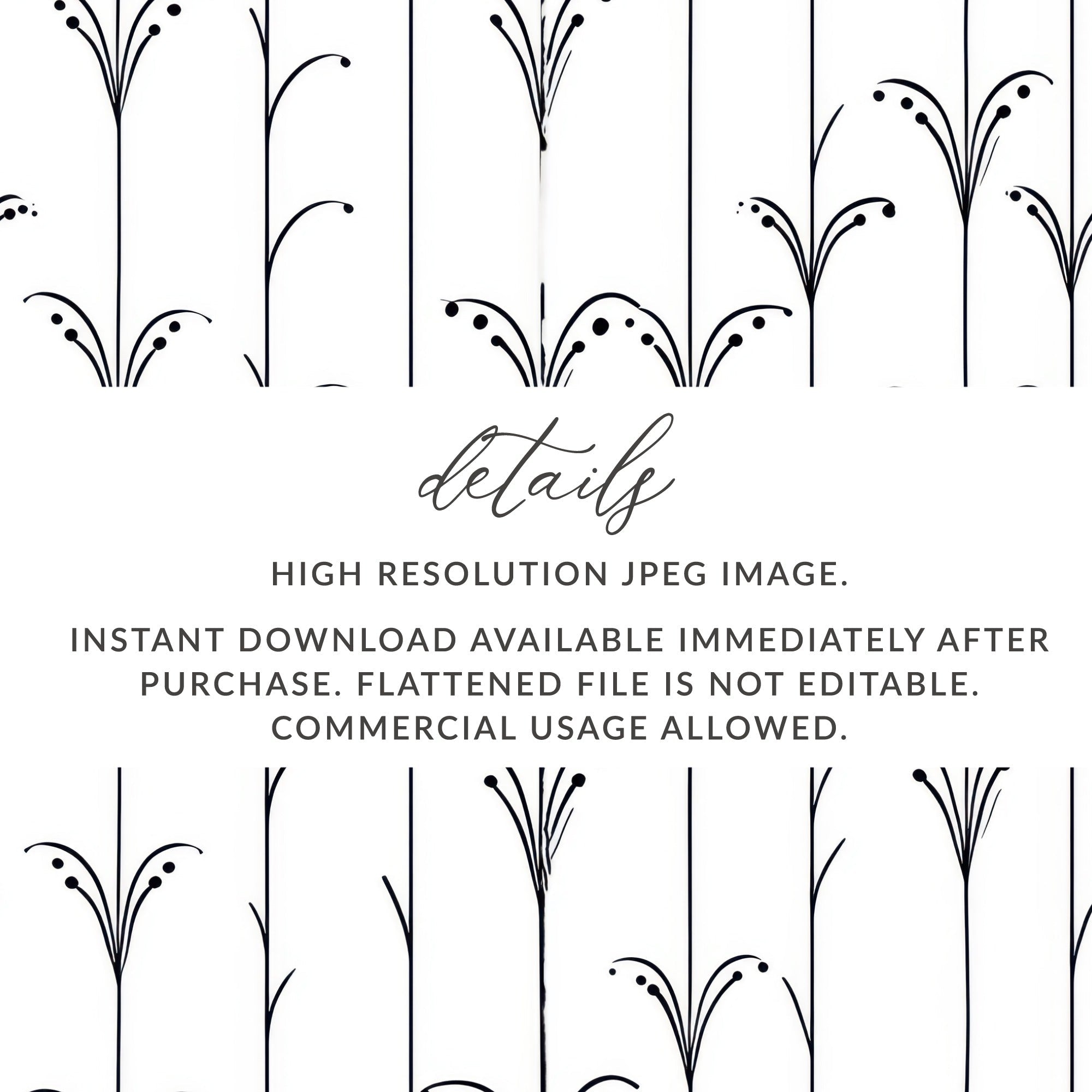 Black and White Abstract Doodle Digital Product, Modern Geometric Art Print, Art Nouveau Seamless Pattern - Moore and Mountain