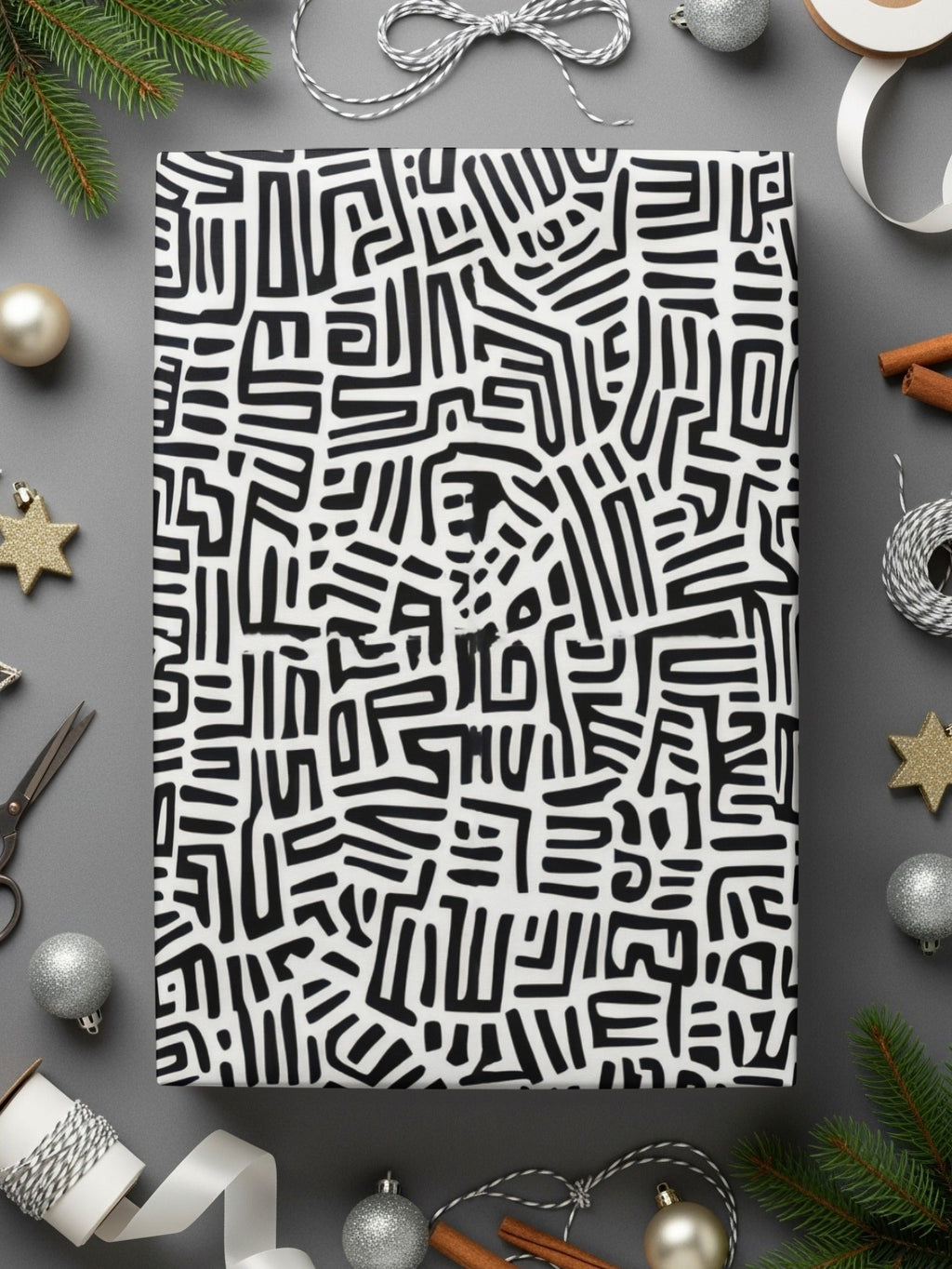 Black and White Abstract Doodle, Geometric Digital Pattern, Modern Printable Art, Trendy Background Design, Instant Download, Commercial Use - Moore and Mountain